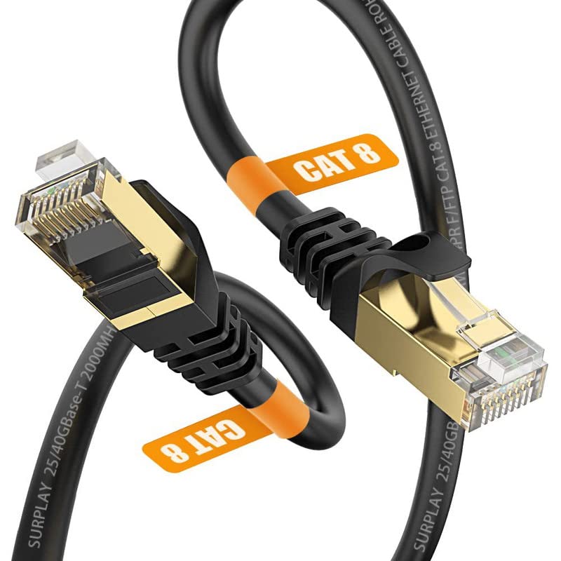 NAERSI CAT 8 Ethernet Cable Network Internet Ethernet LAN Cable,High Speed 40Gbps 2000Mhz SFTP LAN Wires Internet Patch Cable with RJ45 Gold Plated Connector for Switch/Router/Modem 3M