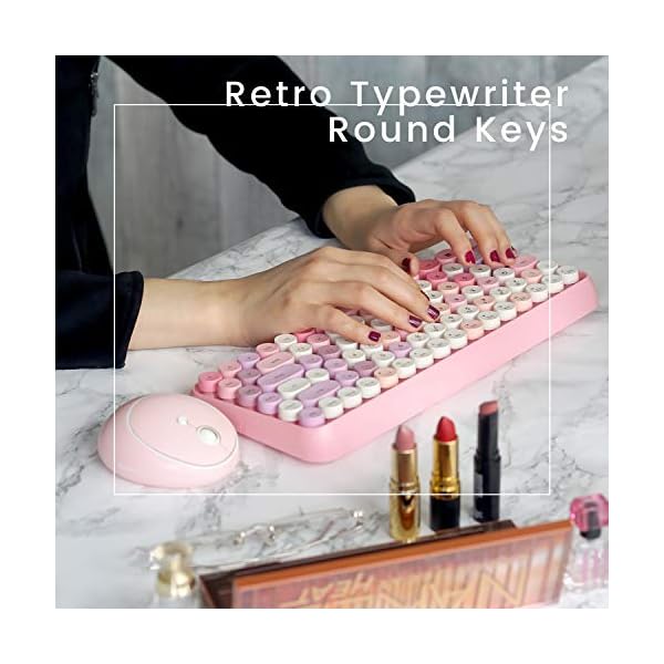 Perixx-PERIDUO-713-Wireless-24-GHz-Mini-Keyboard-and-Mouse-Combo-Retro-Round-Key-Caps-Pastel-Pink-UK-Layout Perixx PERIDUO-713 Wireless 2.4 GHz Cute Keyboard and Mouse Combo, Retro Round Key Caps, UK Layout, Pastel Pink