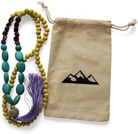 Tassel beaded Long Necklace Turquoise Pendant Boho Purple Tassel