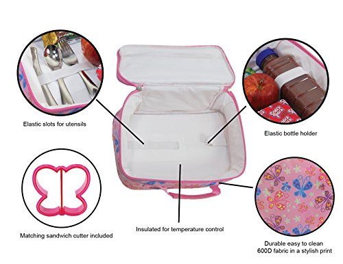 Lunch Box Butterfly Print with Butterfly Sandwich Cutter in Pink by Keeli Kids