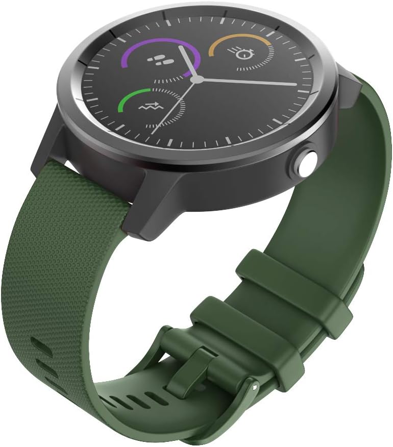 ISABAKE 20mm Watch Strap for Garmin Vivoactive 6/5/3/Forerunner 55/165/245/645, Silicone Replacement Band for Women Men - Image 3
