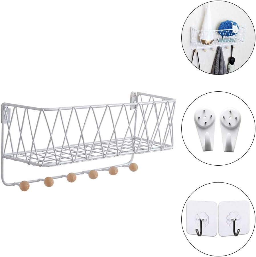 Grid Wall Shelf Hanging Basket Wire Wall Basket Grid Basket With Hook Wall Mount Organizer For Wall Grid Wire Storage Shelf Rack For Home Supplies Black Kitchen Dining Cjp Org In