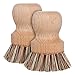 REDECKER Natural Fiber Bristle Pot Brush - Untreated Beechwood Handle - Heat-Resistant Union Fiber Head for Cleaning Pots, Pans and More - 2-1/2 inch Diameter - Set of 2 - Boar Bristle Dish Brush