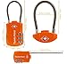 4 Pack TSA Approved Travel Combination Cable Luggage Locks for Suitcases & Backpacks - Orange