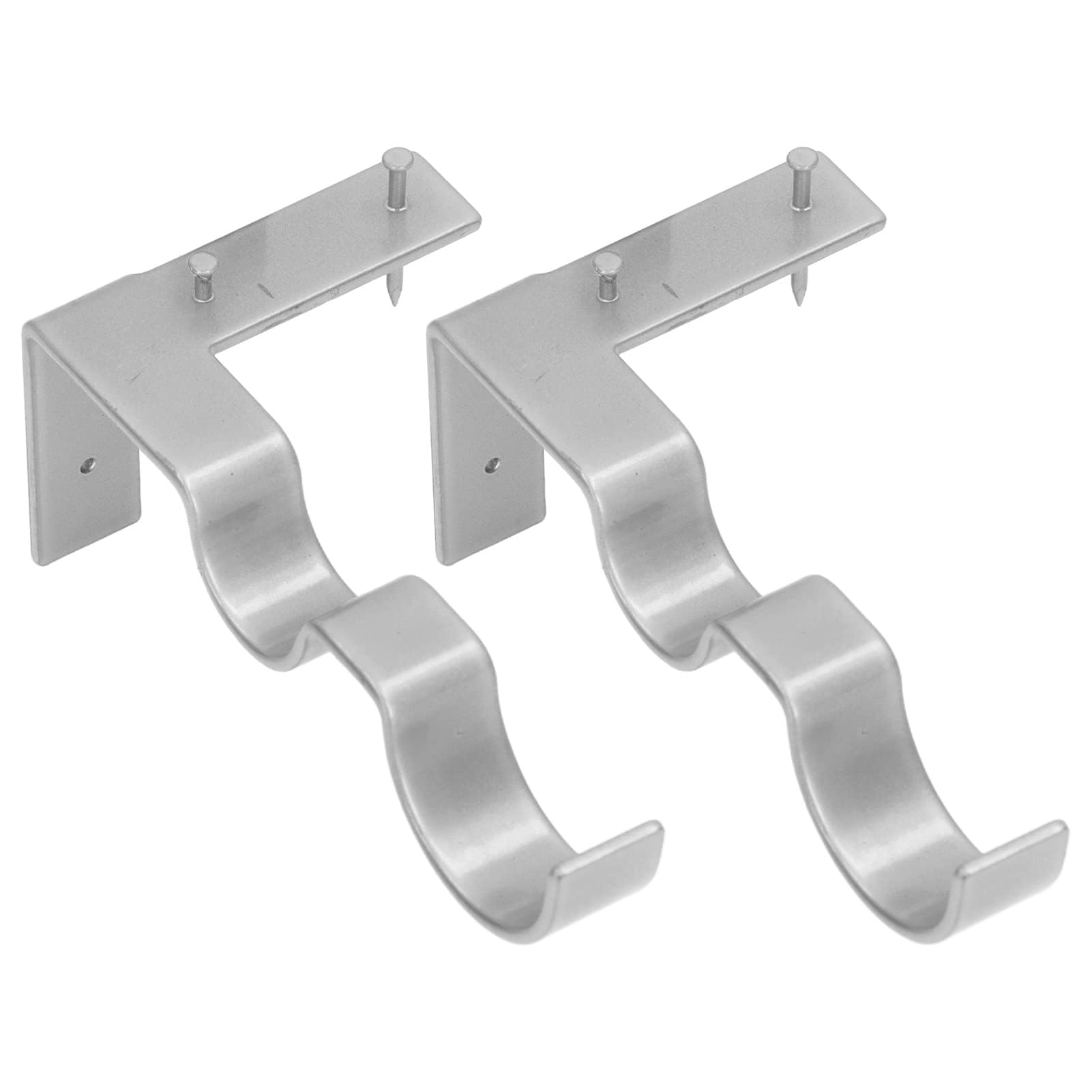 Curtain Rod Holder, Double Curtain Rod Bracket 2Pcs High Stability for Office (Silver)