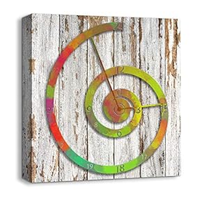 Canvas Wall Art Abstract Cute Clock Painting Artwork for Home Prints Framed - 12x12 inches