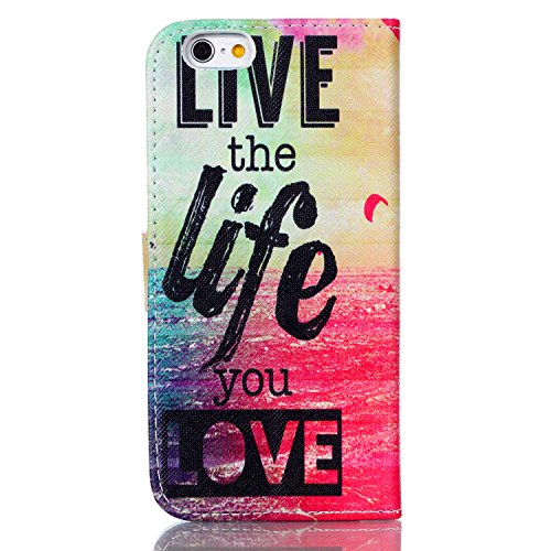 iPhone 6S Case,iPhone 6 Case,JanCalm [Kickstand] Pattern Premium PU Leather Wallet [Card/Cash Slots] Flip Case Cover for iPhone 6/6S + Crystal Pen (Live The Life You Love) - Thumbnail 3