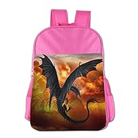 Gibberkids Kid Fantasy Dragon Fire Cool School Backpack Bookbag Boys/Girls For 4-15 Years Old Pink