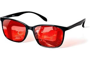 TIJN Sleep Glasses for 99.9% Blue Green Light Blocking for Women Men, Red Light Glasses for Computer Gaming, Dual AR Coating Lens, TR90 Black Frame