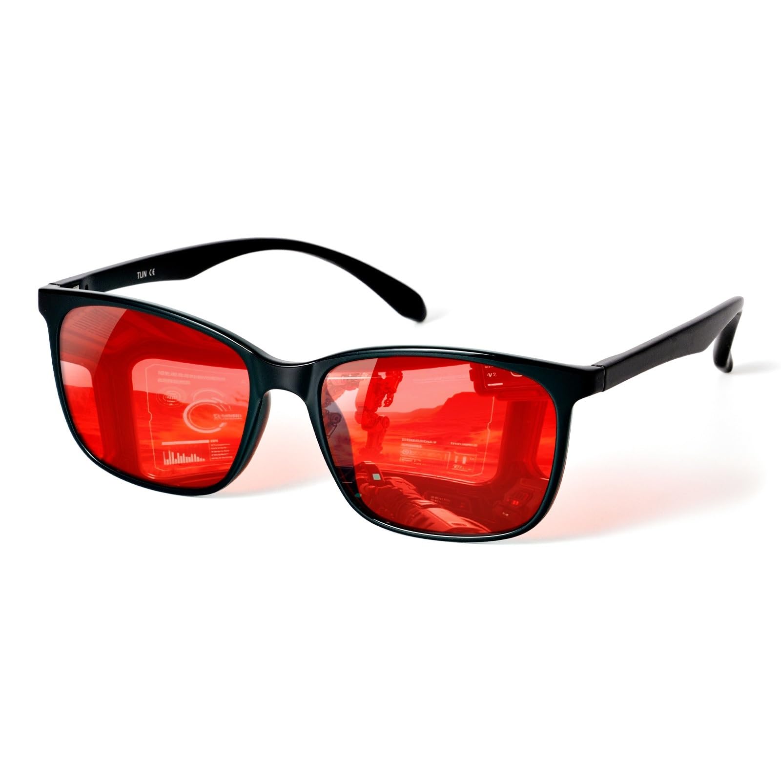 Photo 1 of TIJN Sleep Glasses for 99.9% Blue Green Light Blocking Dual AR Coatings Red Lens for Computer Gaming Reduce Eyestrain, TR90, Black