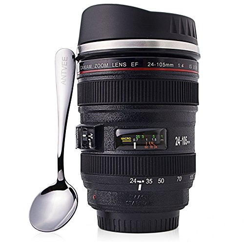 Coffee Mug - Camera Lens Thermos - 13oz Cup - Stainless Steel Insulated