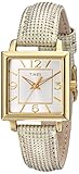 Timex Women's T2P379 Elevated Classics Gold-Tone Square Watch with Metallic Leather Band