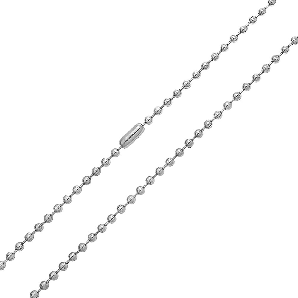 Bling Jewelry Unisex Mens Link Strong Silver Tone Stainless Steel Shot Bead Ball Chain Necklace For Men Teens Women 18 Inch 3MM