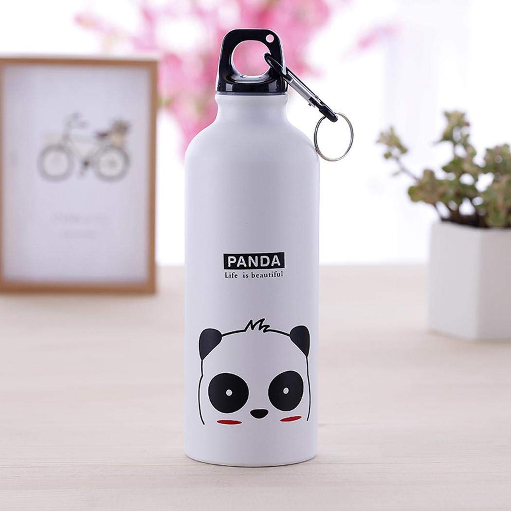 linselles 500mL Portable Sports Bottle Cute Cartoon Animal Pattern Aluminum Alloy Cup Water Bottle, Panda