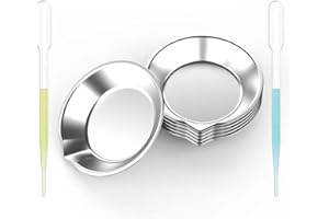 DIYESMART 12Pcs Stainless Steel Paint Tray Palette and 8Pcs 3ml Eyedroppers Suit for DIY Art Craft, Airbrush Model Paints, Watercolors Small Round Mixing Palette Paint Tray, Pigment Mixing Cups