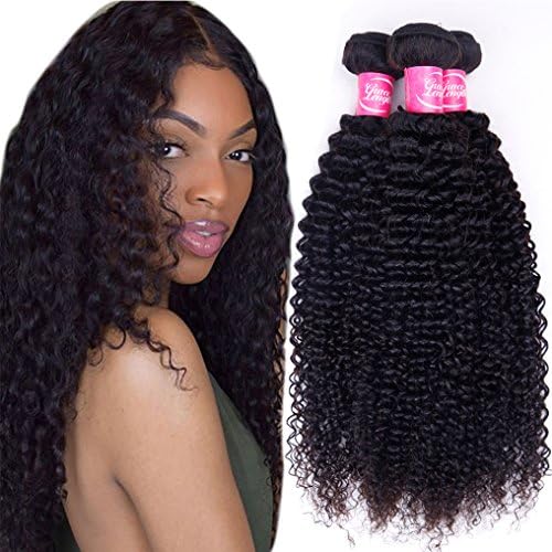 Brazilian Virgin Curly Hair 3 Bundles (12 14 16,300g) 10A Unprocessed Brazilian Kinkys Curly Hair Grace Length Remy Human Hair Weave Extension Natural Black Color Brazilian Kinky Curly