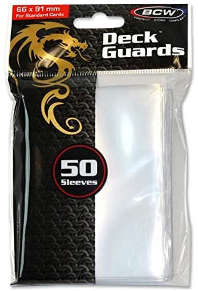 1 (One) Pack of BCW Deck Guard - Clear Sleeves (Pack of 50) Standard Size Deck Protectors - Ideal for CCGs & TCGs Card Games!