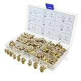 Iztoss 135pcs(M6,M8,M10) Brass Zerk Grease Nipple Fittings Assortment Kit