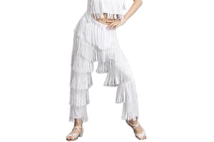 ZBH1985 Girls' Women's Latin Dance Pants Tassel Hall Professional Children's Tassel Rumba Tango Salsa Practice Pants
