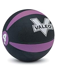 Valeo -Pound Medicine Ball with Sturdy Rubber Construction and Textured Finish, Weight Ball Includes Exercise Wall Chart for Strength Training, Plyometric Training, Balance Training and Muscle Build