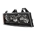 Headlights Headlamps with Black Bezels Pair Set Replacement for Chevrolet Colorado GMC Canyon Isuzu Pickup Truck 20766569 20766570