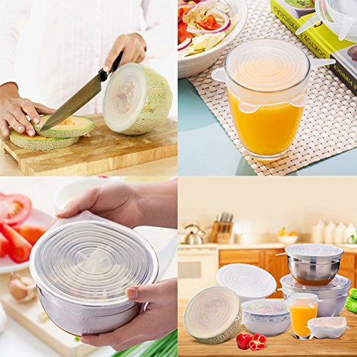 Reusable Silicone Stretch Lids for Bowl,Cup,Pot,Pan,Dish,Microwave Food Covers, Flexible Silicone Lids Food Wrap Apply to All Kinds of Food Storage Container.