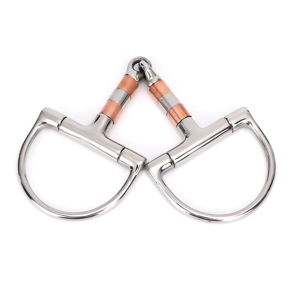 Pssopp Horse Snaffle Bit with French Link and Loose Ring, Thick Stainless Steel Mouthpiece with Copper and Stainless Steel Rollers for Horses