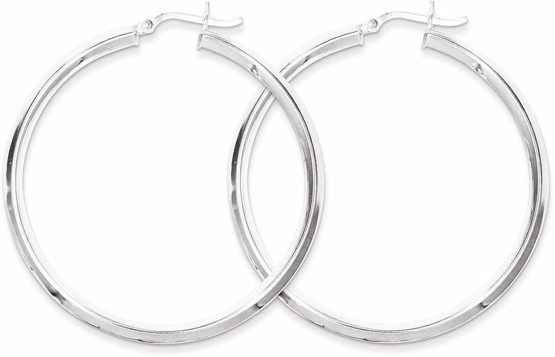 Sterling Silver 50mm Knife Edge Hoop Earrings, Best Quality