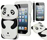 iPod Touch 5 Case, Bastex 3D Black and White Panda Bear Silicone Case for Apple iPod Touch 5, 5th GenerationINCLUDES SCREEN PROTECTOR AND STYLUS [Compatible with iPod Touch 6]