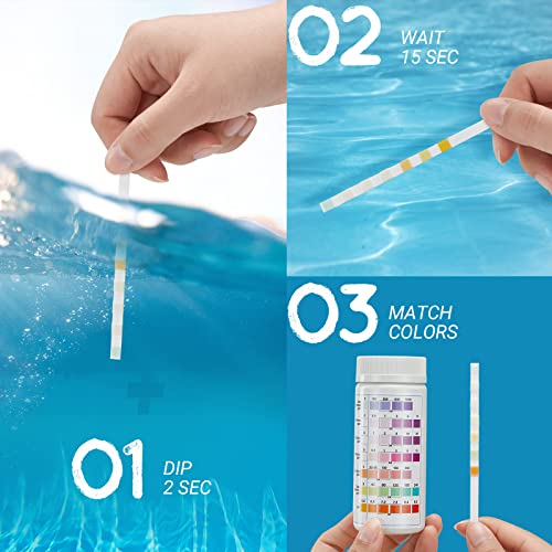 INKBIRDPLUS Pool and Spa Test Strips 100 ct 7 Way Pool Chemical Testing Kit for Chlorine, pH