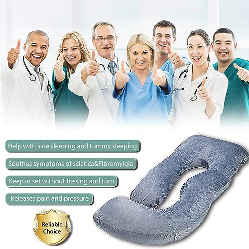 Chilling Home Pregnancy Pillows for Sleeping, U Shaped Body Pillow Pregnant Pillows for Sleeping Full Body Pillow, Pregnancy Must Haves Maternity Pillows 59 in Pregnancy Body Pillow with Velvet Cover