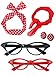SATINIOR 6 Pack 50s Women Costume Accessories Set 1950s Scarf Headband Earrings Bandana Tie Cat Eye Glasses(Red, Black)