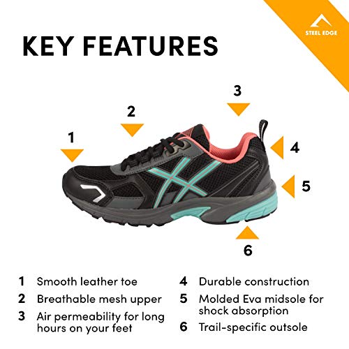 Steel Edge Women Shoes Treadmill Running Walking (7, Black) - Thumbnail 3