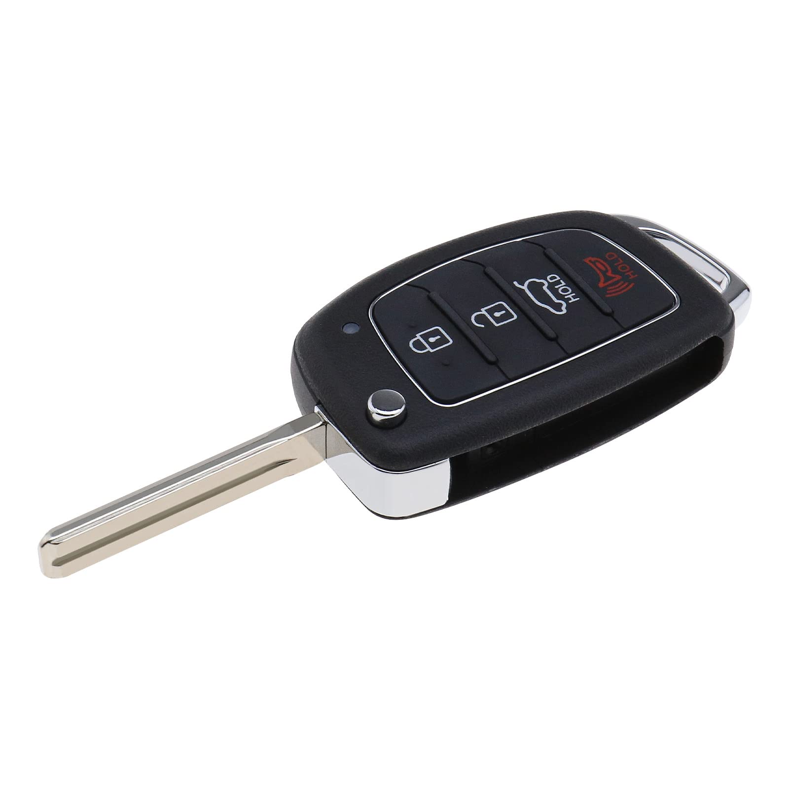 ECSiNG 4 Button Car Key Fob Case Replacement Fold Housing Shell with Uncut Blade Smart Remote Fob Case Shell Compatible with Hyundai Solari/ix35/i40/i45/Santa