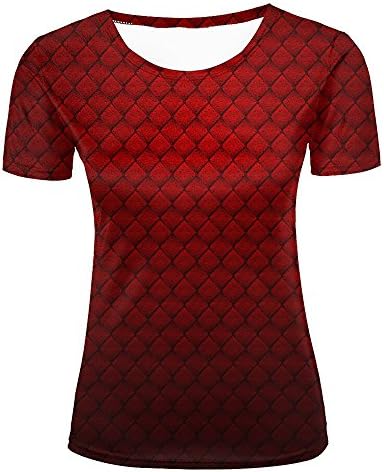 liujinsheng Womens 3D Printed Red Plaid Geometry Graphic Casual Couple T Shirts Tops L