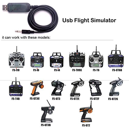 Readytosky Flysky USB Flight Simulator Adapter Cable for Flysky FS-i6 FS-i4 FS-TH9X FS-T6 FS-T4B FS-GT3 FS-GT2 Remote Controller