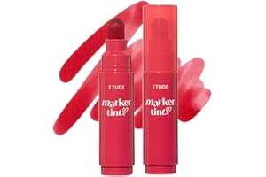ETUDE Dear Darling Marker Tint #1 Raspberry Pop (5g) | Hydrating & Long Lasting Lip Stain | High Pigmented Lip Maker with Easy Drawing Tip | Korean Daily Lip Tint, Korean Makeup, Kbeauty