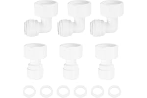 uxcell 3Pcs Elbow&Straight 1/2 Inch NPT Female to 1/4 Inch Quick Tube Connector Push to Connect Tube Fittings Hose Connector 