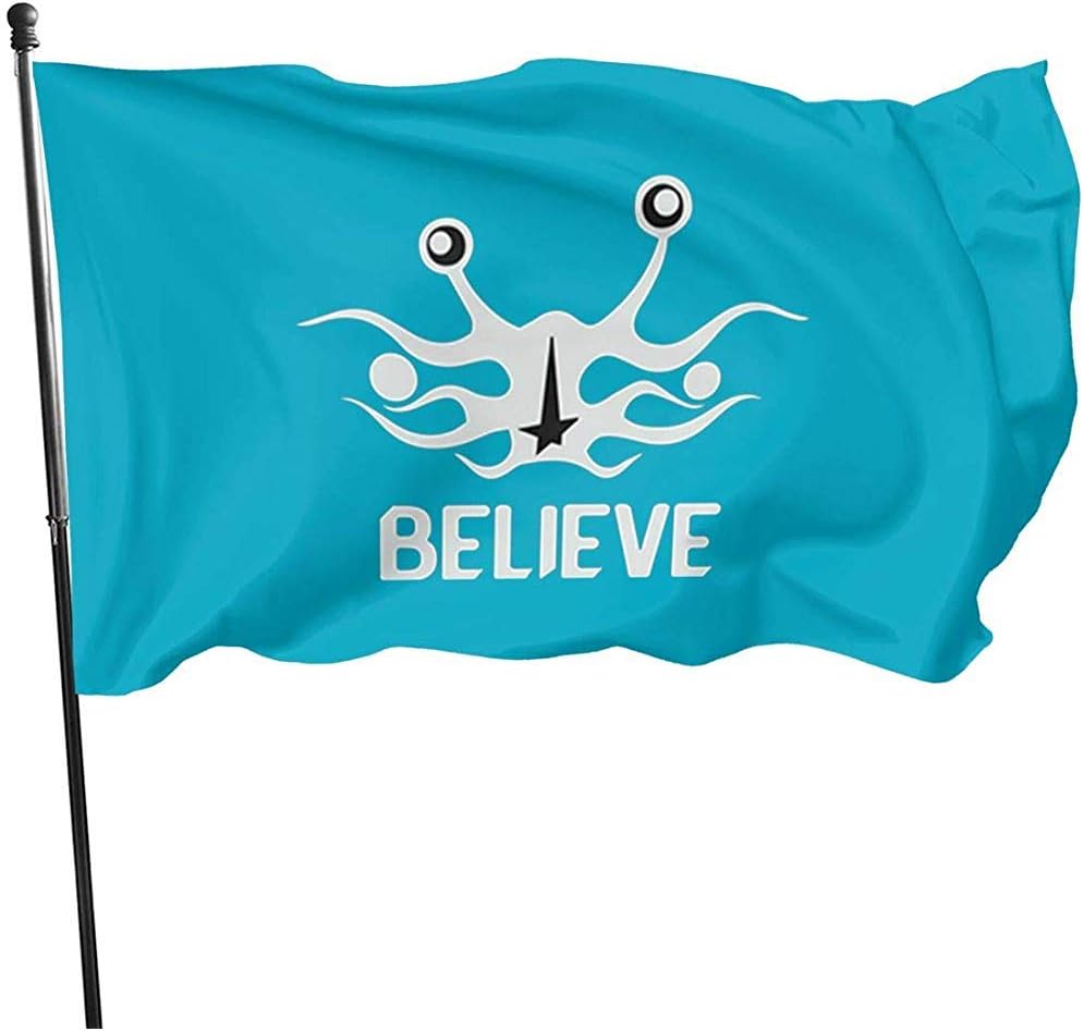 AmyNovelty Yard Flags,Bouianw Flying Spaghetti Monster Fsm Pastafarian Atheist Atheism Garden Flag Polyester Garden Flags For Home Welcome Decoration 90x150cm