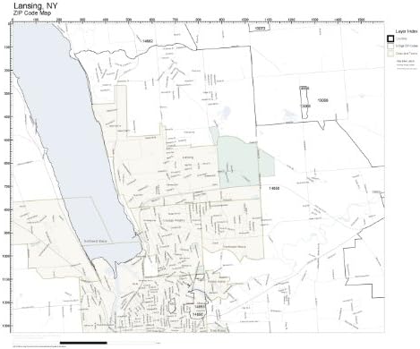 Amazon Co Jp Zipコード壁マップのlansing Ny Zipコードマップラミネート ホーム キッチン