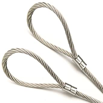 PSI, Stainless Steel Cable with Looped Ends, 7x19 Strand Core, 1/8
