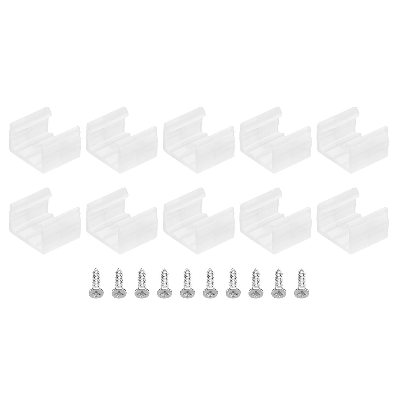 TOP-VIGOR 40Pcs LED Strip Light Clips, Mounting Bracket Fixing Clips Plastic Clamp Holders Waterproof LED Strip with Screws for 12-14mm Neon RGB Light Cable Ribbon, Translucent