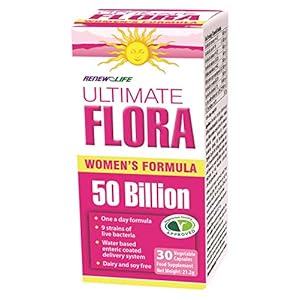 Renew Life Ultimate Flora Everyday Women – 50 Billion Bacteria – 10 Strains – 1 Bottle x 30 Vegetable Capsules