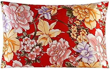 Natural Silk Pillowcase - New 100% Nature Mulberry Floral Silk Pillowcase Zipper Pillowcases Pillow case for Healthy Standard Queen King (20, King)