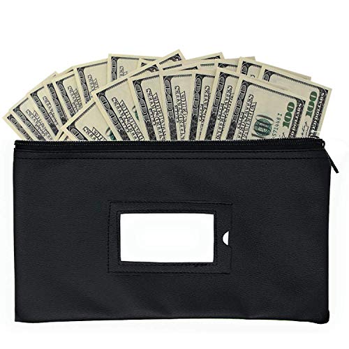 Money Bank Deposit Bag with Zipper | 11x6 inch | Durable Leatherette Money Cash Coin Check Wallet Pouch for Men & Women with Framed ID Window and Blank Card | by GIDABRAND (1) - Thumbnail 4