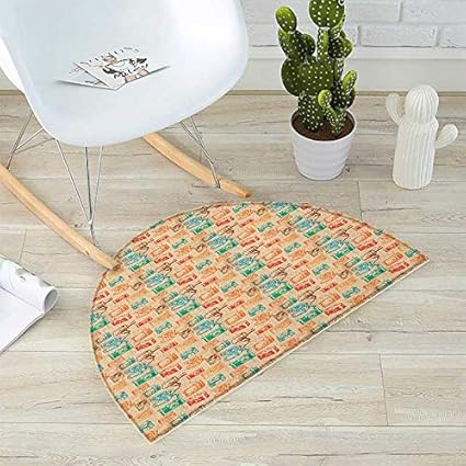 Amazon Com Vintage Semicircle Doormat Retro Camera Radio Tv