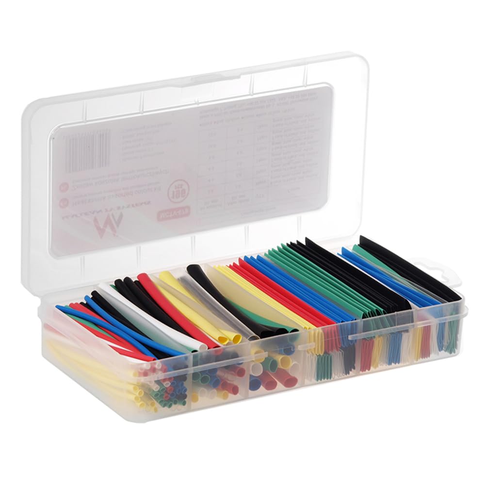 Maclean MCTV-679 Shrink Tubing Assortment 196 Pieces 7-Color Shrink Tubing Plastic Tube 95mm (1, 196 pieces 7-colored) — image 1