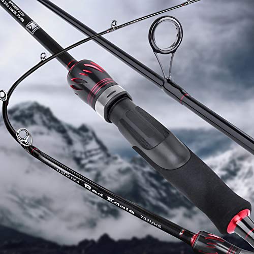 PLUSINNO Red Eagle Spinning Fishing Rod and Reel Combos, 7FT Fishing