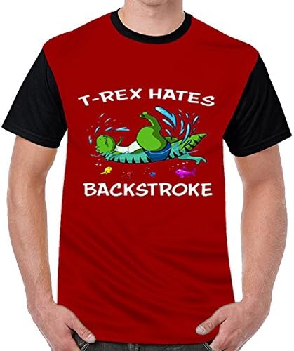 dextrad T Rex Hates Backstroke Swimming Men's Sports Football T Shirts Dark Red