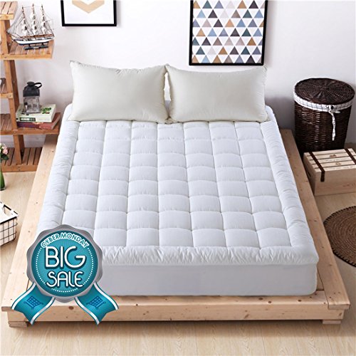 Mattress Pad Cover Down Alternative Mattress Topper Hotel Luxury Collection 300 Thread 100% Cotton (Twin XL）